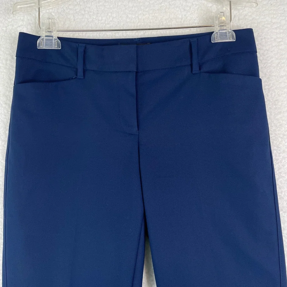 White House Black Market Perfect Form Navy Blue Straight Crop Pants Size 6